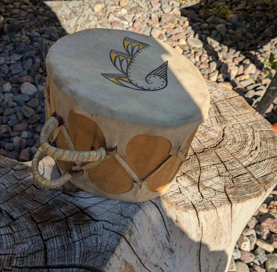 Native American Wood and Leather Drum - photo 2