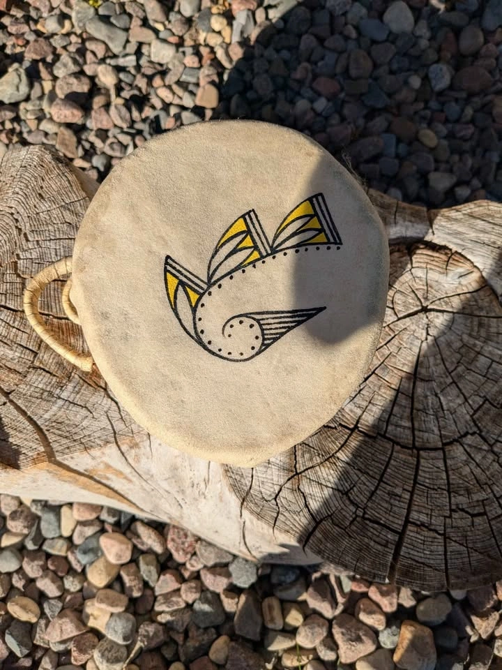 Native American Wood and Leather Drum - photo 4