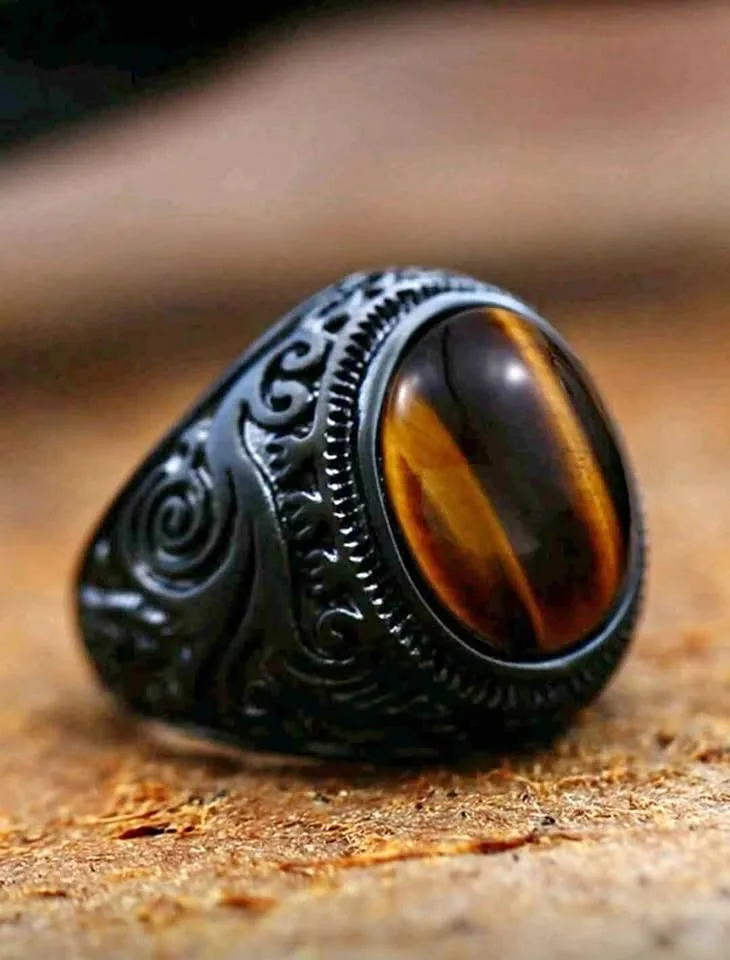Vintage Black Stainless Steel Rings For Men thumbnail