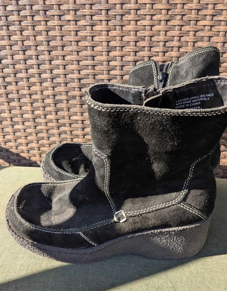 Bongo Vintage Suede Platform Wedge Ankle Boots Women 8 black - photo 3