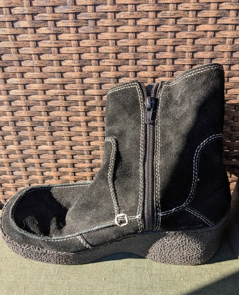 Bongo Vintage Suede Platform Wedge Ankle Boots Women 8 black - photo 4