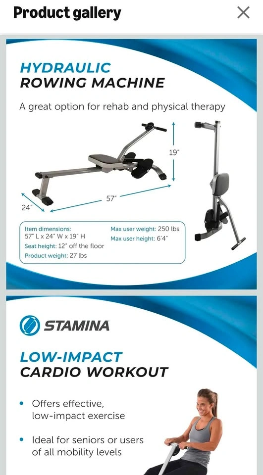 Stamina in Motion rowing machine - photo 2