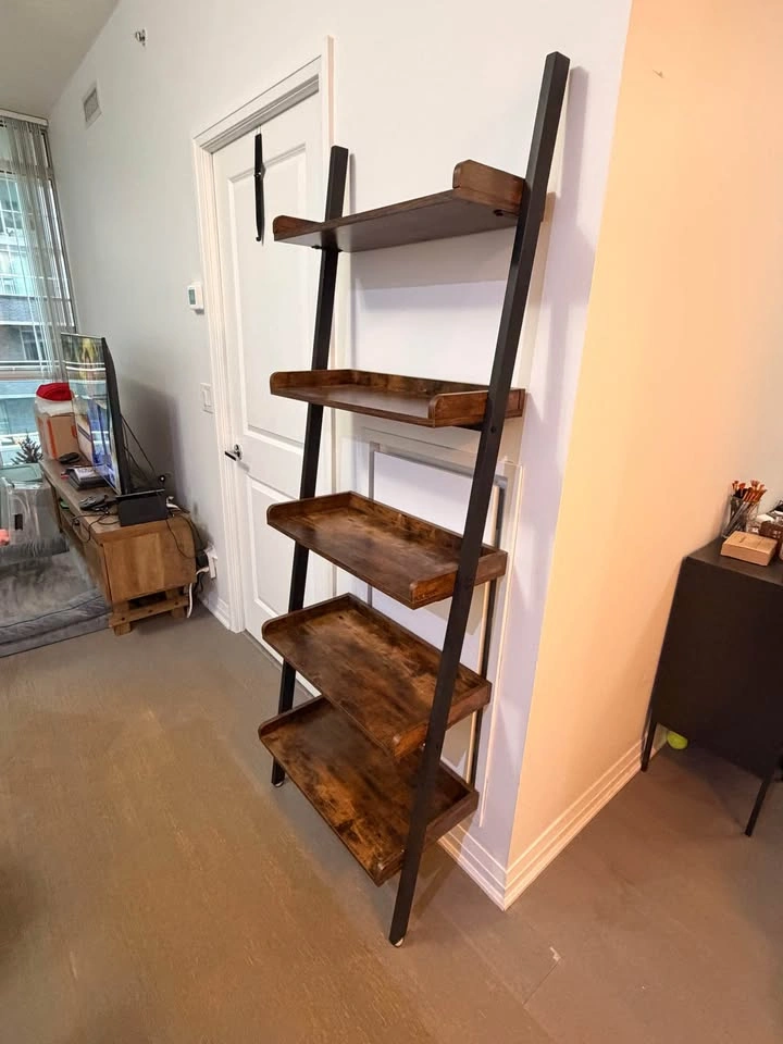 5-Tier Industrial Style Bookshelf – Rustic Wood & Black Metal - photo 2