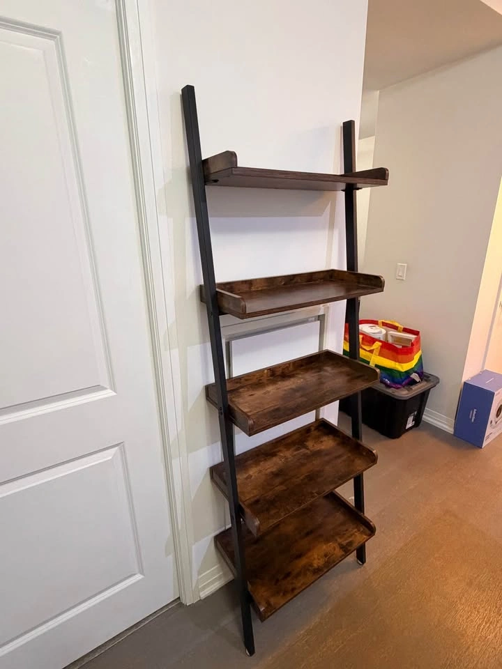 5-Tier Industrial Style Bookshelf – Rustic Wood & Black Metal - photo 3