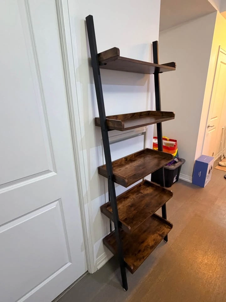 5-Tier Industrial Style Bookshelf – Rustic Wood & Black Metal - photo 4
