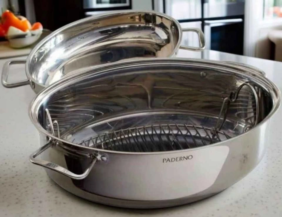 New PADERNO Stainless Steel Turkey Roaster Pan with Rack - photo 2