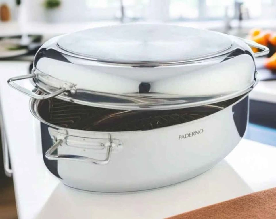 New PADERNO Stainless Steel Turkey Roaster Pan with Rack - photo 3