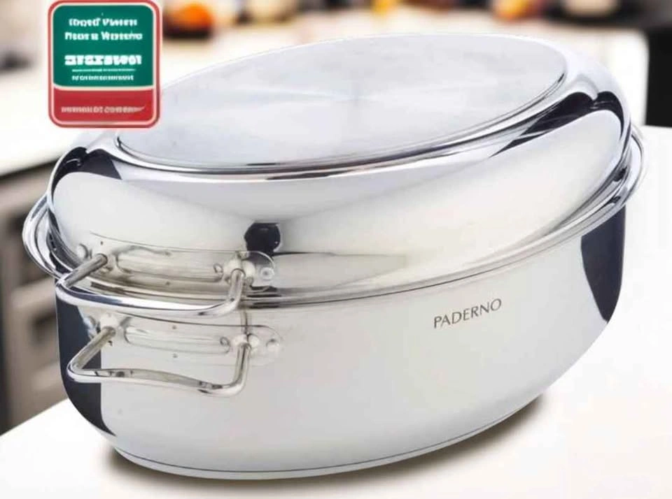New PADERNO Stainless Steel Turkey Roaster Pan with Rack - photo 4