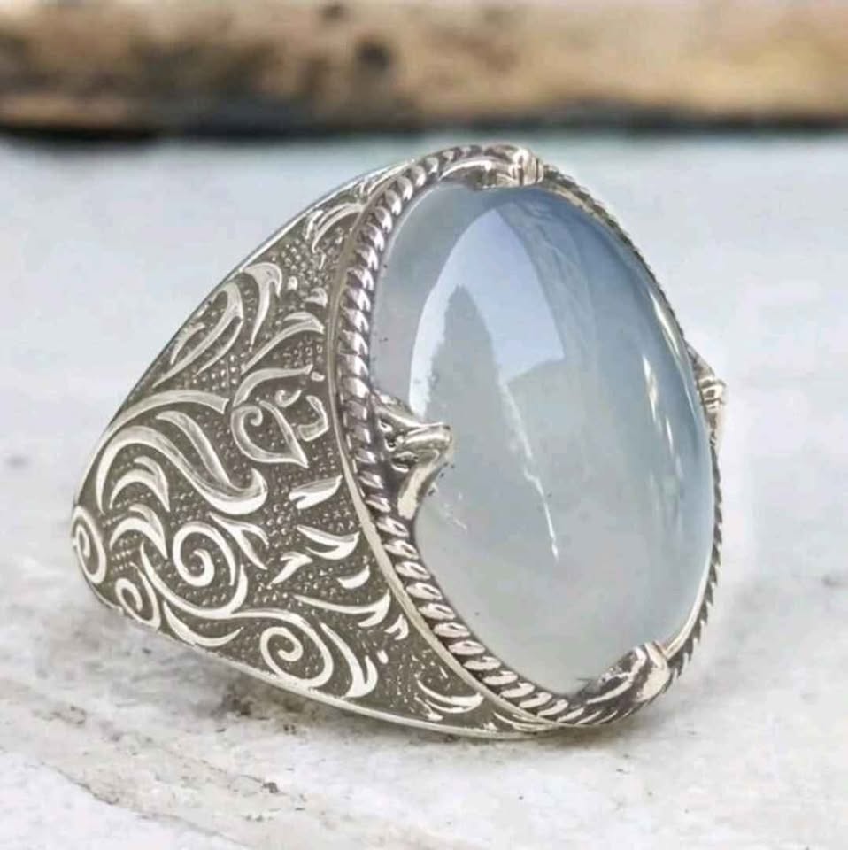 Vintage Ring Inlaid Moonstone In Egg Shape - photo 3