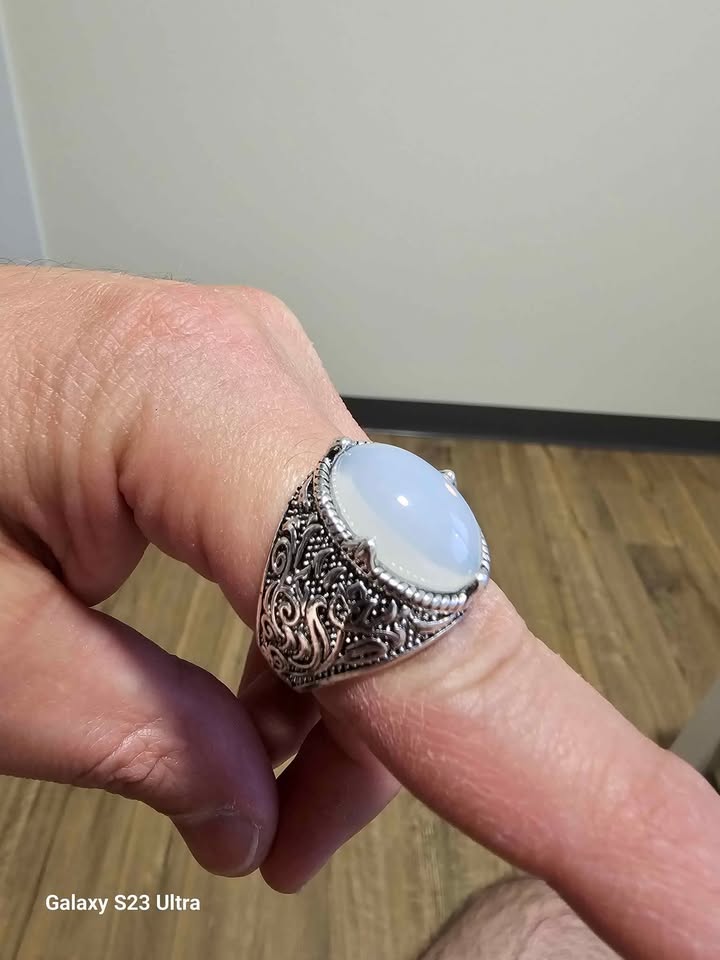 Vintage Ring Inlaid Moonstone In Egg Shape - photo 4