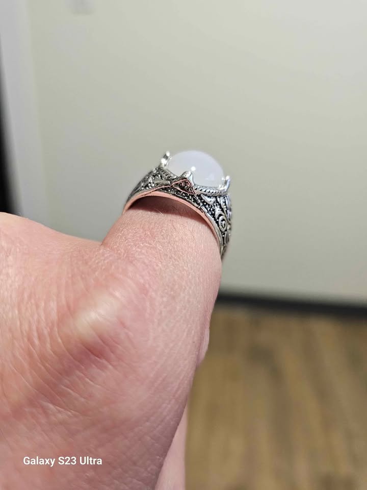 Vintage Ring Inlaid Moonstone In Egg Shape - photo 5