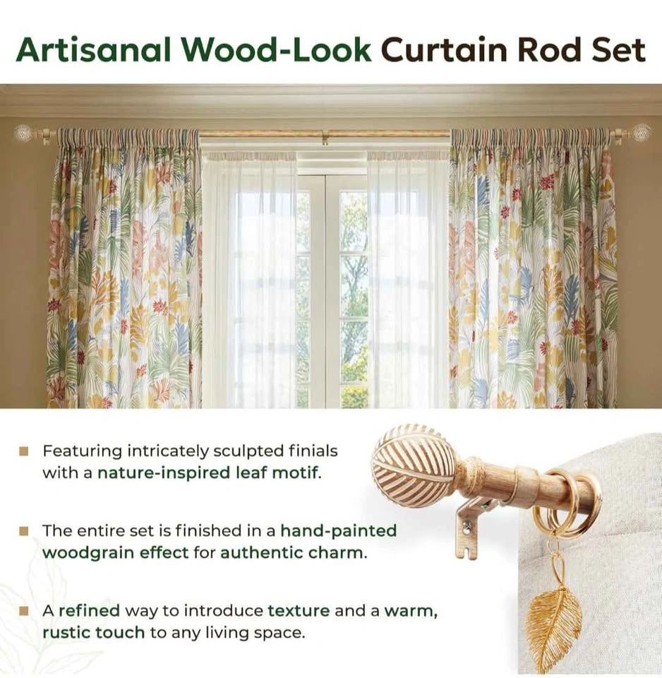 Curtain Rod Set (Artisanal Wood-Look) - photo 3