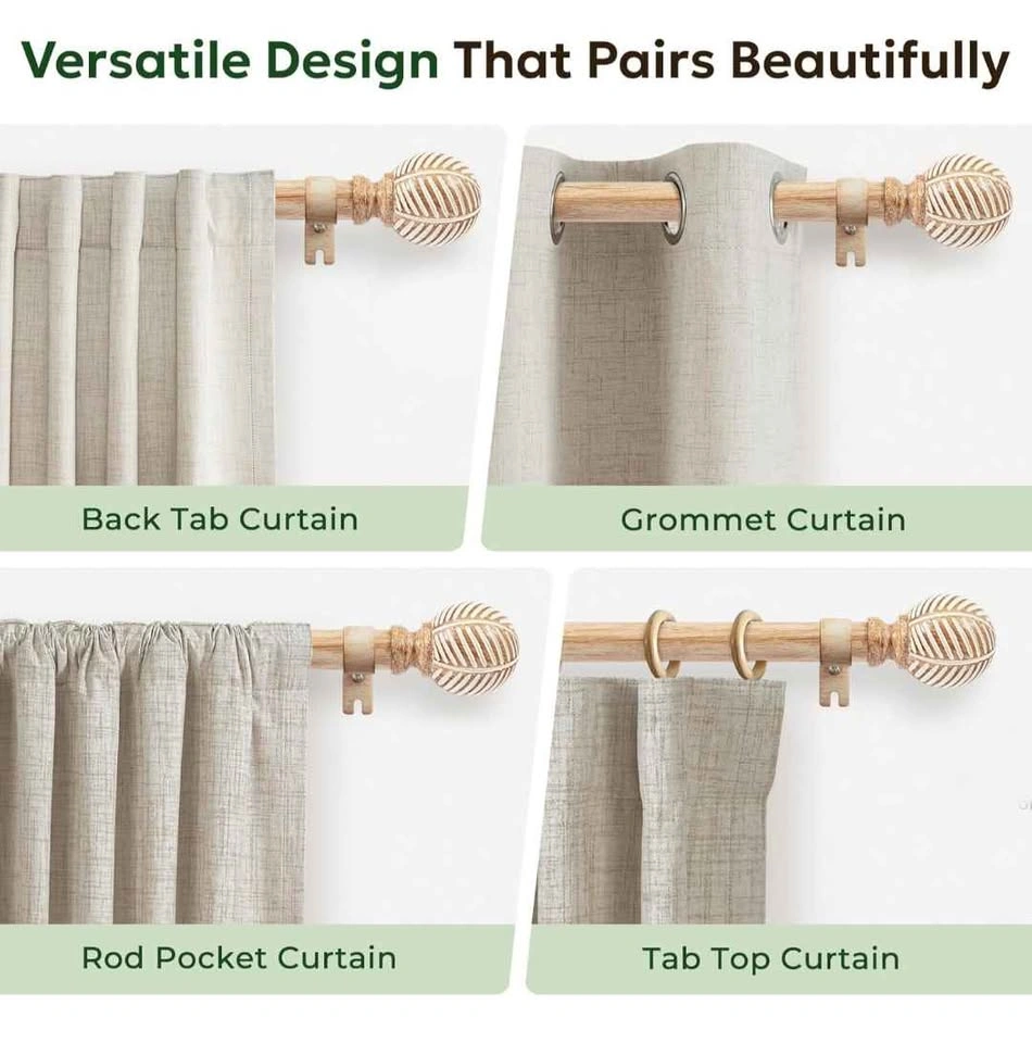 Curtain Rod Set (Artisanal Wood-Look) - photo 5