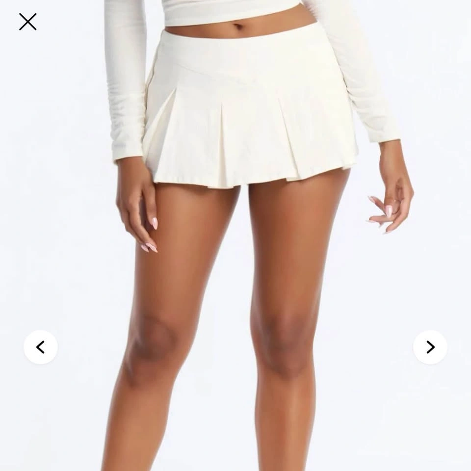 Fashion Nova White Denim Pleated Mini Skirt - Large - photo 4