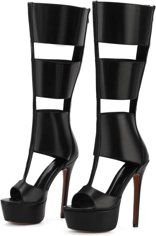 FancyQueen Platform Knee High Sandals for Women - photo 2