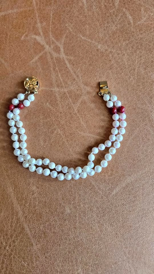 Double Strand Pearl Bracelet Chinese Clasp