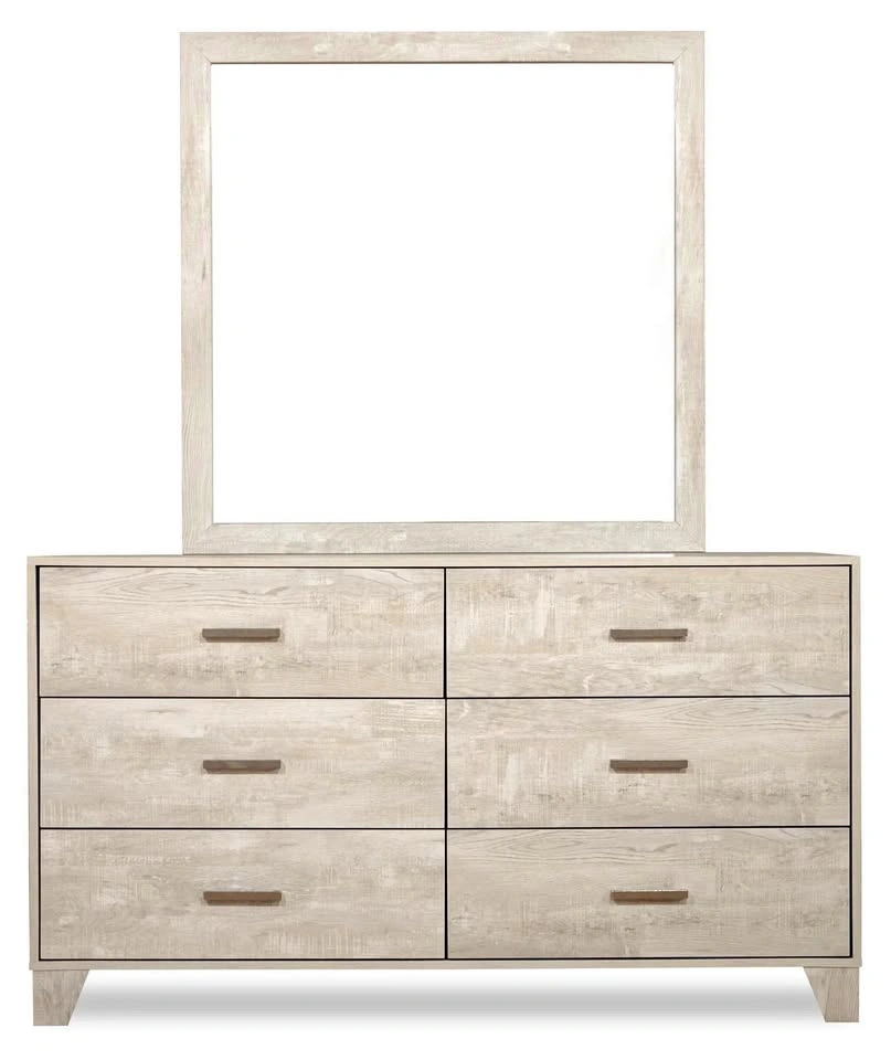 Bed frame and 6 drawers dresser with mirror