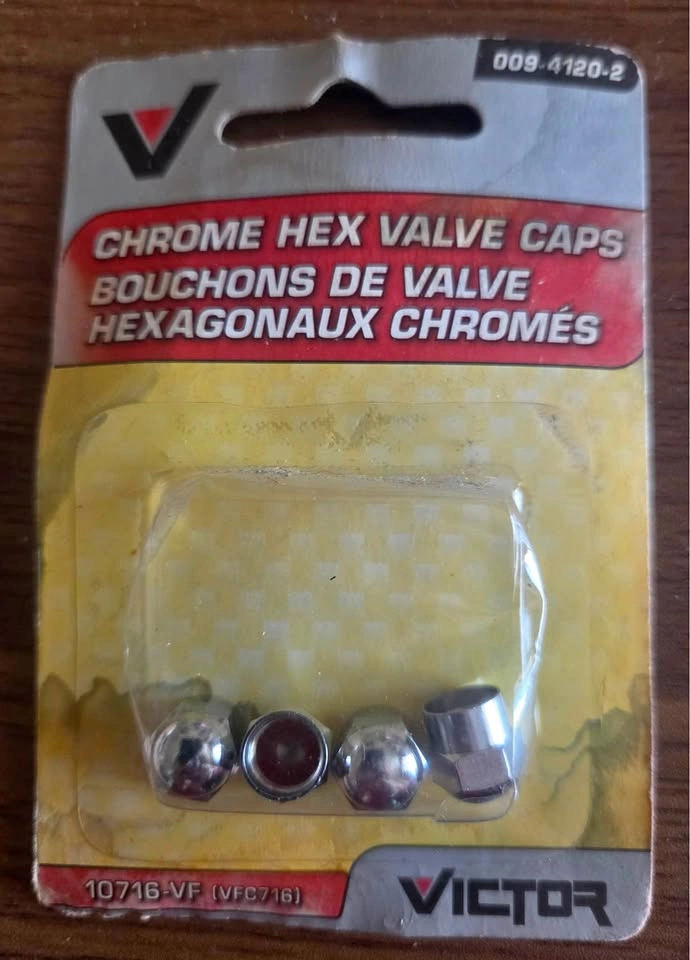 Victor Chrome Hex Valve Caps (4-Pack) – Brand New / Sealed