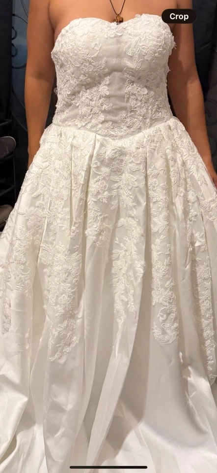 NEVER WORN- strapless corset back wedding dress with lace, size - photo 2