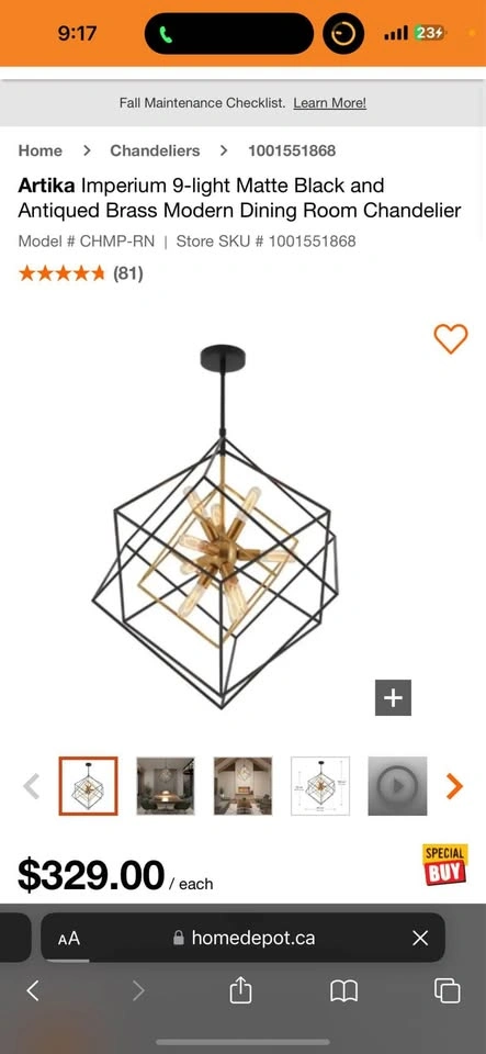 Artika Imperium 9-Light Modern Dining Room Chandelier
