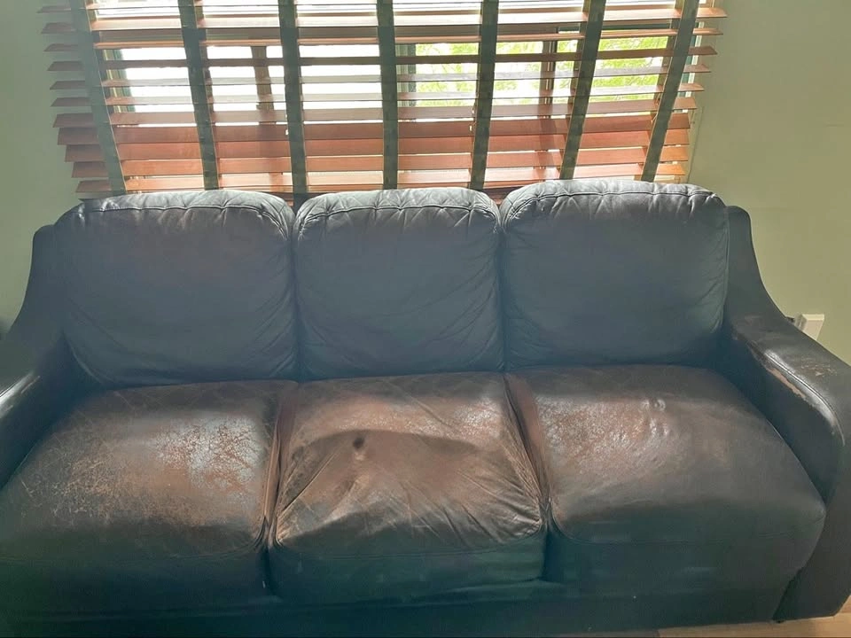 Brown Leather Couch - 3 Seater