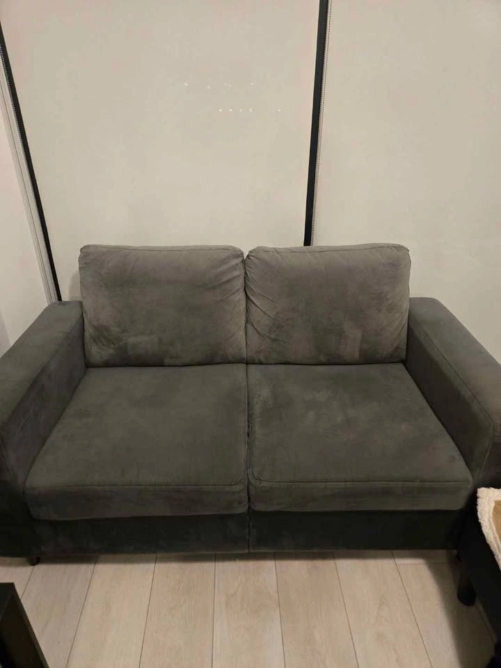 Gray Velvet Love Seat Sofa - photo 2