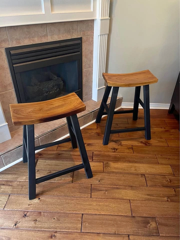 Refinished Solid Wood Bar Stools