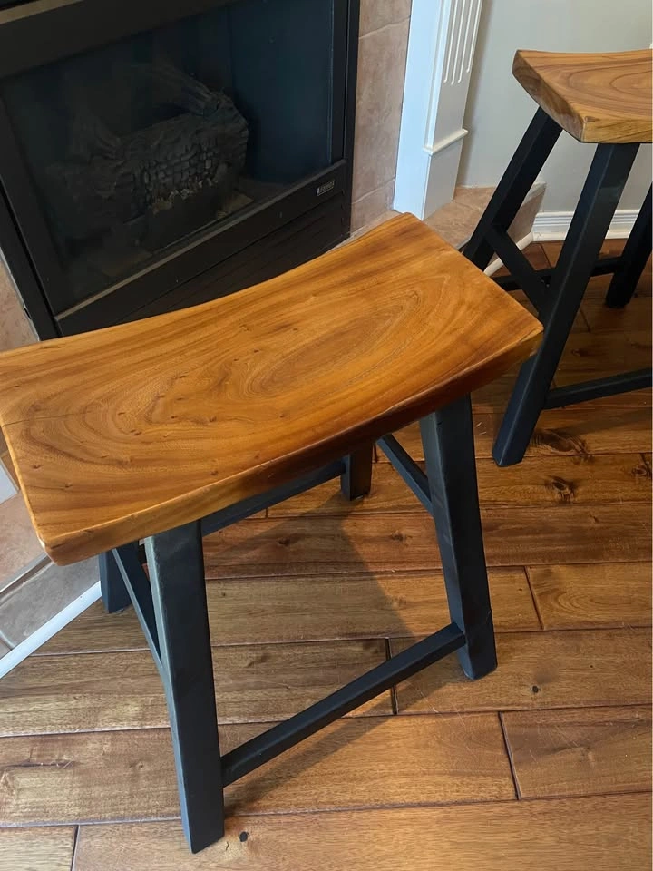 Refinished Solid Wood Bar Stools - photo 2