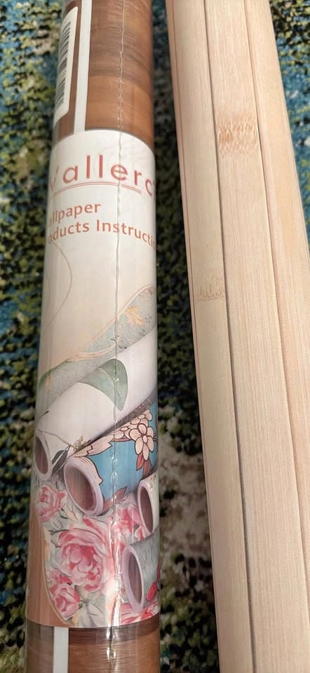 Bamboo and walnut wood look peel and stick paper rolls