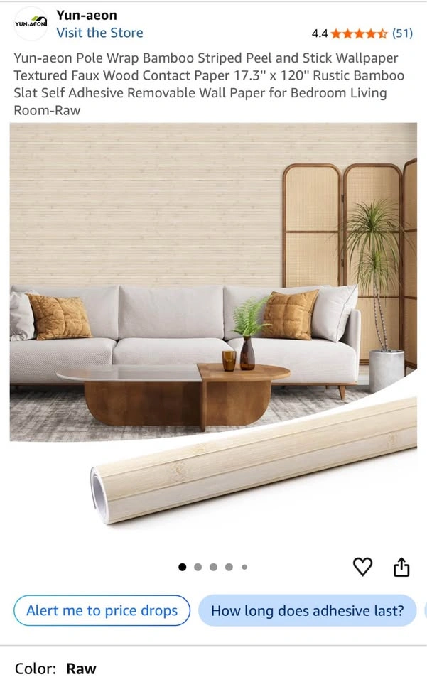 Bamboo and walnut wood look peel and stick paper rolls - photo 4