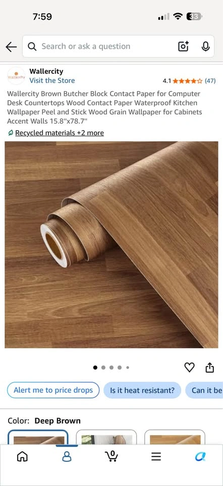 Bamboo and walnut wood look peel and stick paper rolls - photo 5