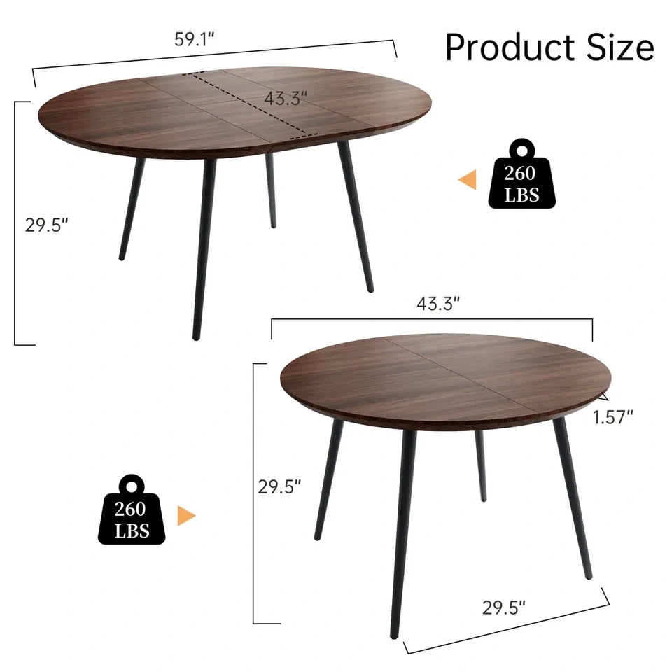 New Modern Kitchen Dining Table, Extendable Round to Oval - photo 5