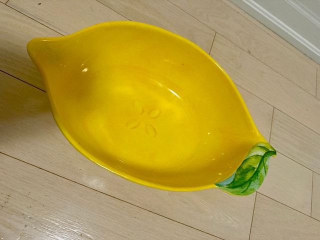 Yellow Lemon-Shaped Ceramic Serving Bowl