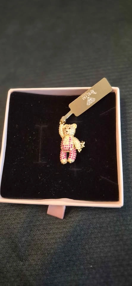 2 18kt Oro Laminado Teddy Bear Pendants - Pavé CZ - photo 3