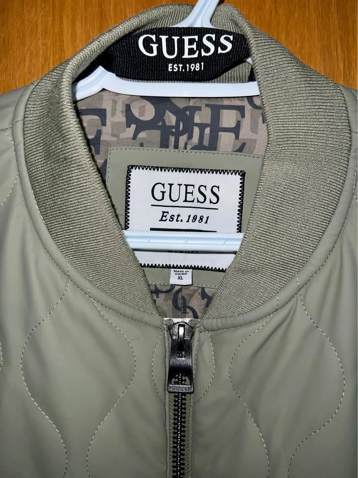 GUESS Men's Quilted Bomber Jacket – Olive Green – Size XL - photo 3