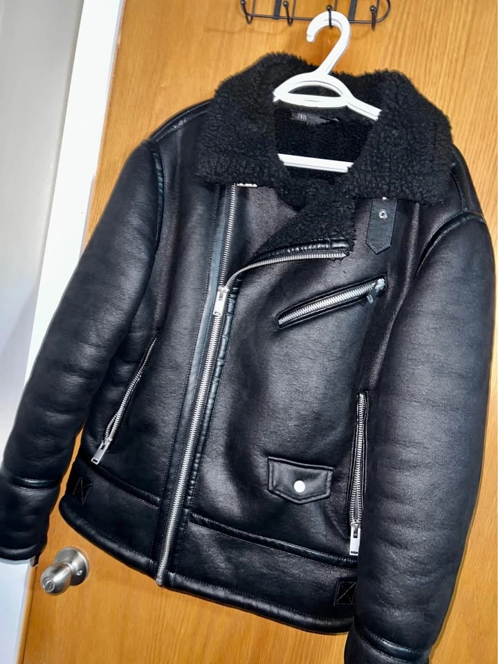 Brand New ZARA Faux Shearling Aviator Jacket – Size XL - photo 3