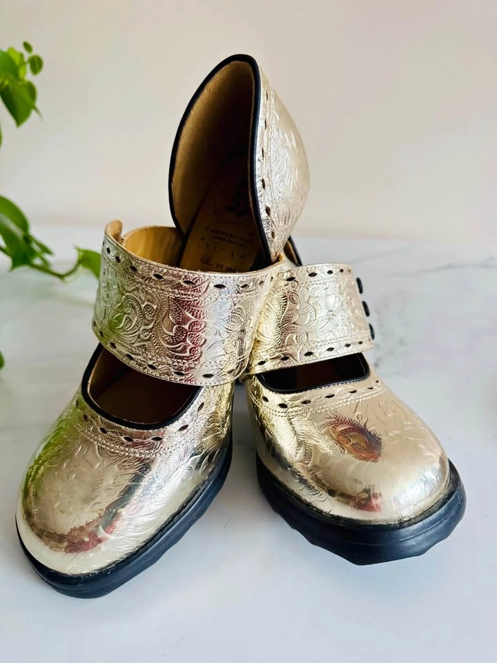 John Fluevog 50th Anniversary Metallic Gold Zaza Mary Janes