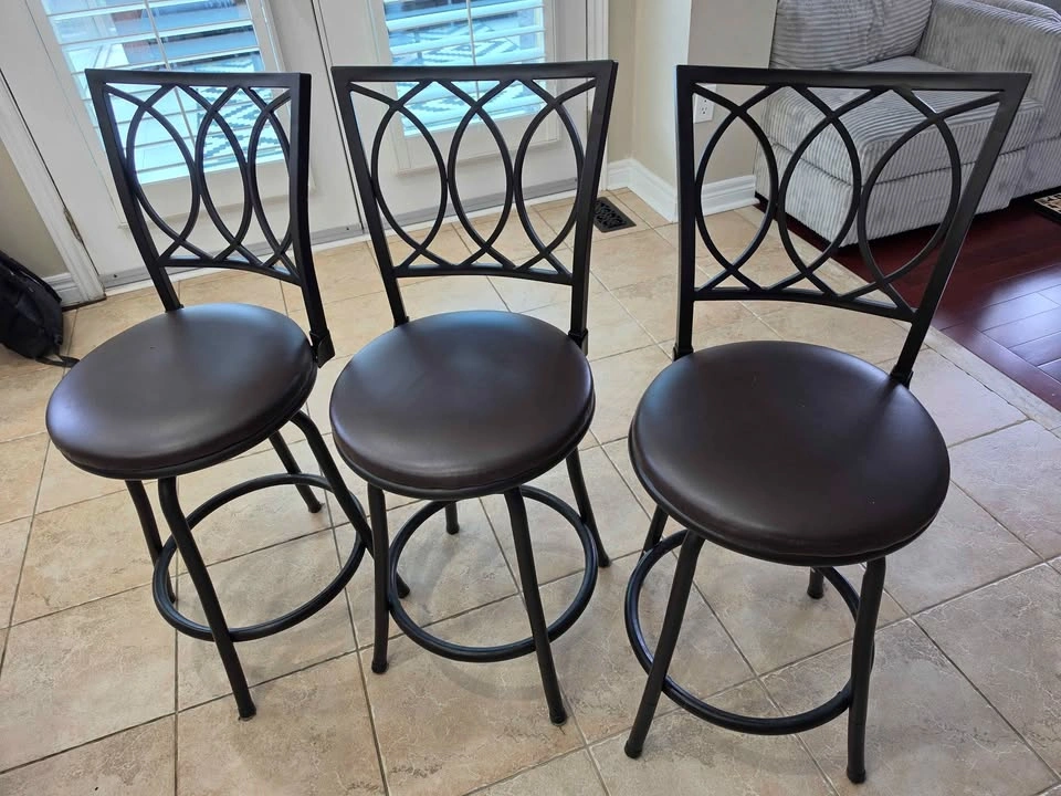 Set of 3 Swivel Metal Bar Stools - photo 3