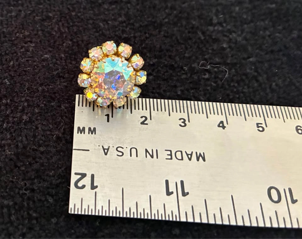 Vintage Aurora Borealis Rhinestone Cluster Clip-On Earrings - photo 2