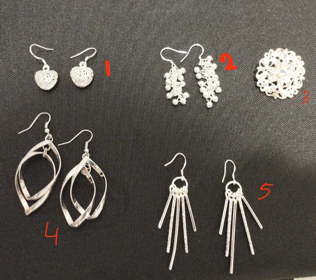 New silver earrings broach - photo 2