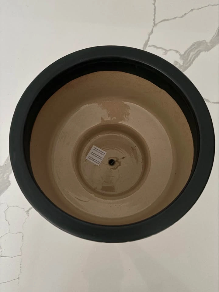 CB2 Komo Matte Black Striped Ceramic Planter - photo 3