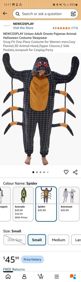 Brand New NEWCOSPLAY Spider Onesie Adult Onesie - Medium - photo 4
