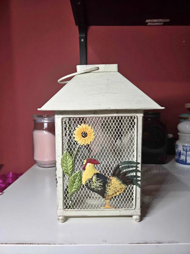 White Vintage Farmhouse Hanging Candle Holder