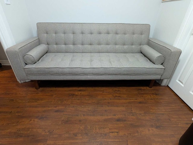 Structube "Jean" Tufted Sofa Bed, Light Grey