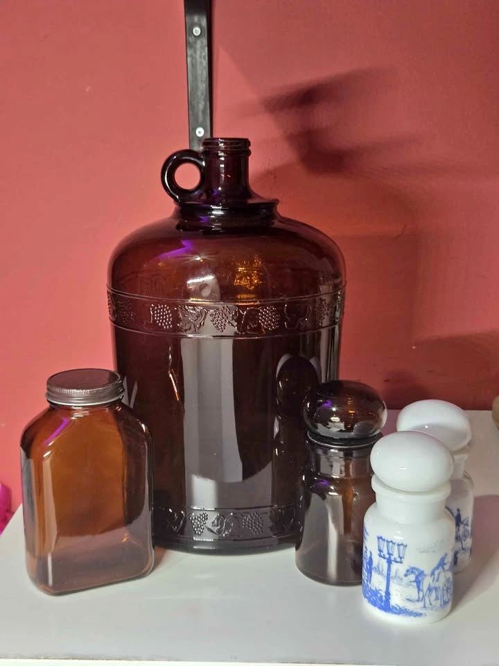 Antique Apothecary Glass Container Collection (Set of 5)