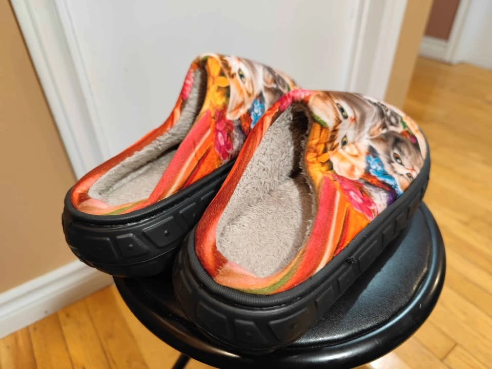 Cat Print Fleece-Lined Slippers - photo 2