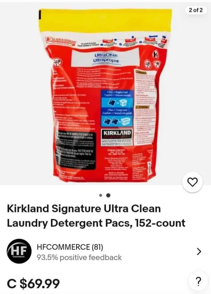 KIRKLAND UltraClean Laundry Detergent 152 (143 pacs left) image indicator(2)