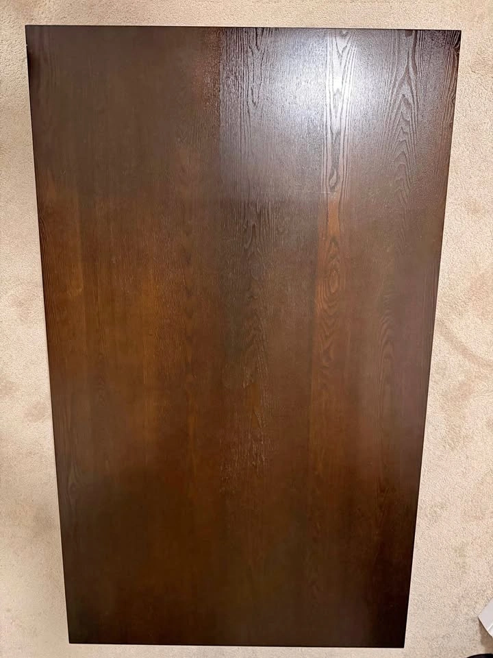 Wooden Dining Table with 4 Blue Velvet Chairs