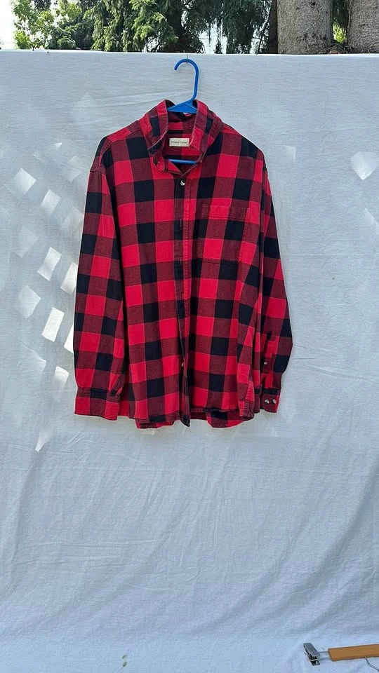 Red and Black Plaid Flannel Shirt