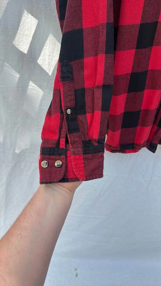 Red and Black Plaid Flannel Shirt - photo 3